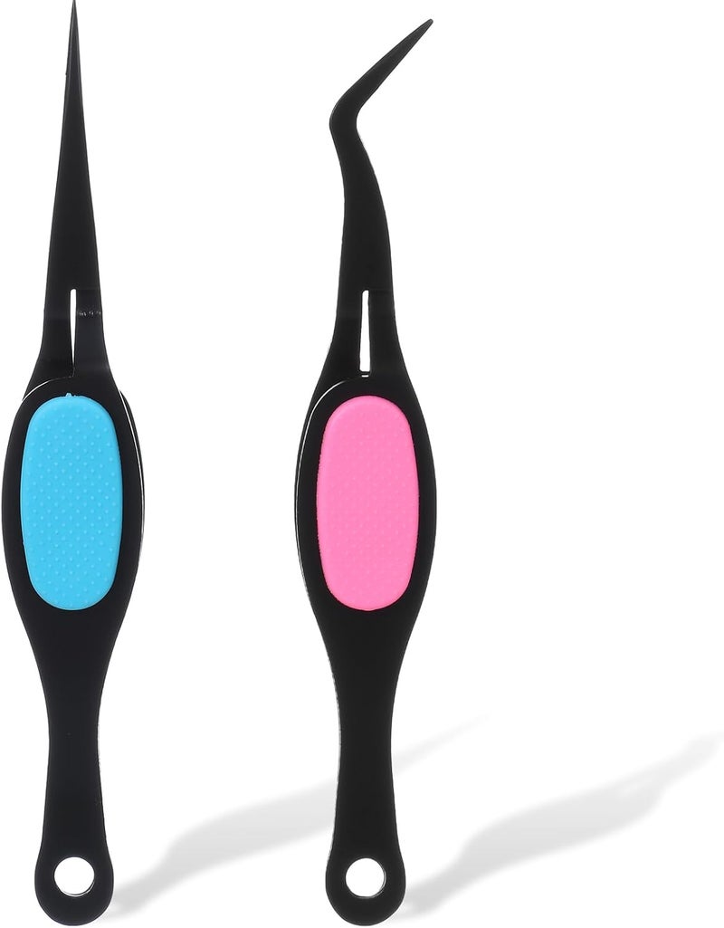 Ymapinc 2PCS Stainless Steel Reverse Tweezers for Crafts, False Eyelashes Precision Jewelry Tweezers for Stickers, Beading Bracelet Making Art - Image 1